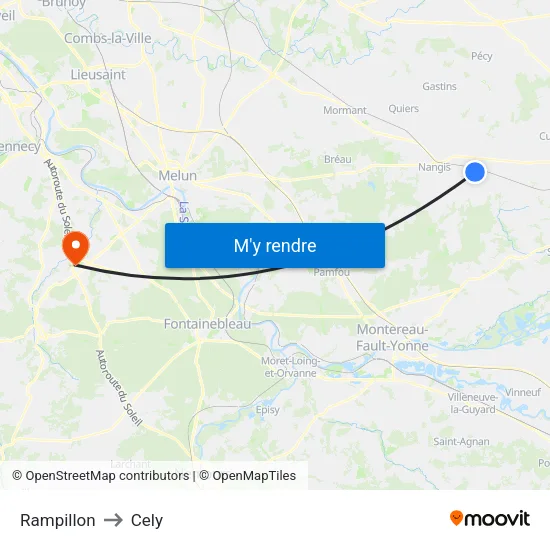 Rampillon to Cely map