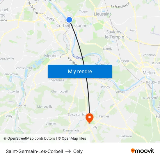 Saint-Germain-Les-Corbeil to Cely map
