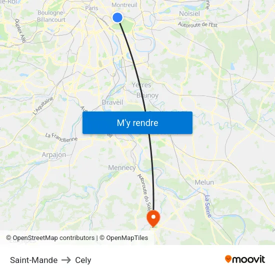 Saint-Mande to Cely map
