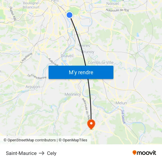 Saint-Maurice to Cely map