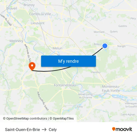 Saint-Ouen-En-Brie to Cely map