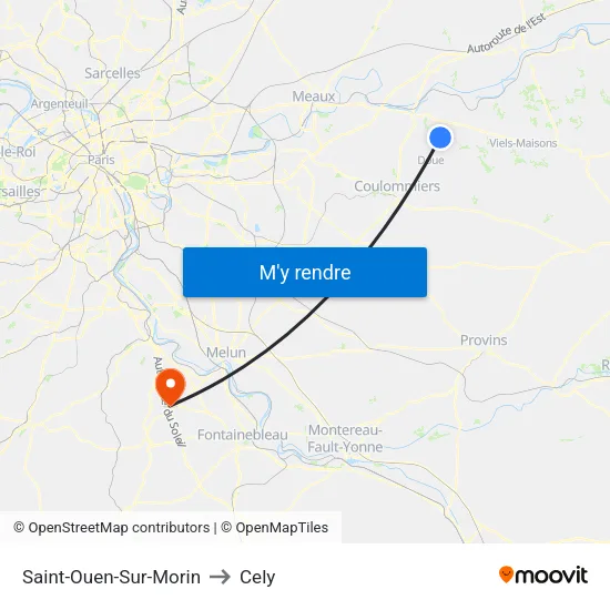 Saint-Ouen-Sur-Morin to Cely map