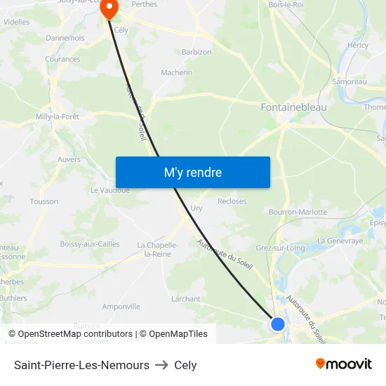 Saint-Pierre-Les-Nemours to Cely map