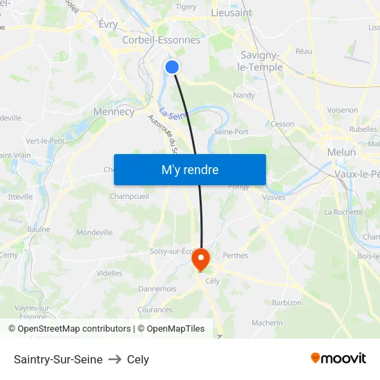 Saintry-Sur-Seine to Cely map