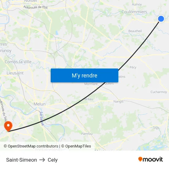 Saint-Simeon to Cely map