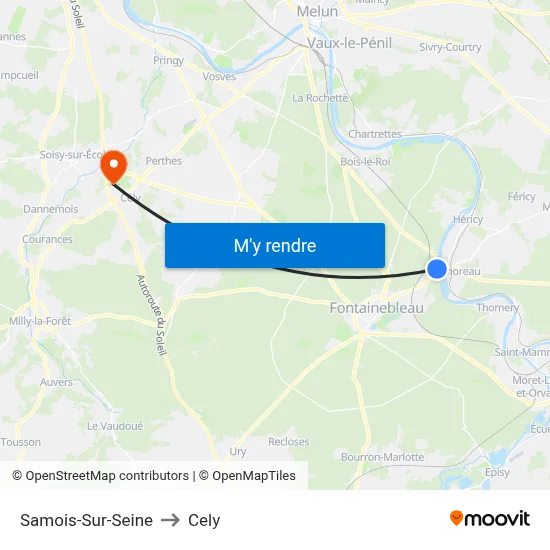 Samois-Sur-Seine to Cely map