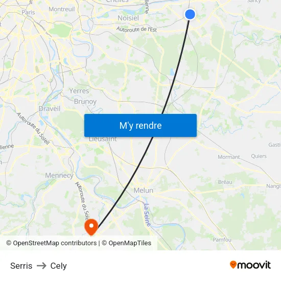 Serris to Cely map