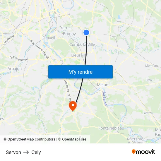 Servon to Cely map