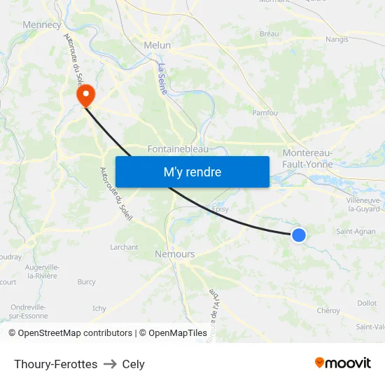 Thoury-Ferottes to Cely map