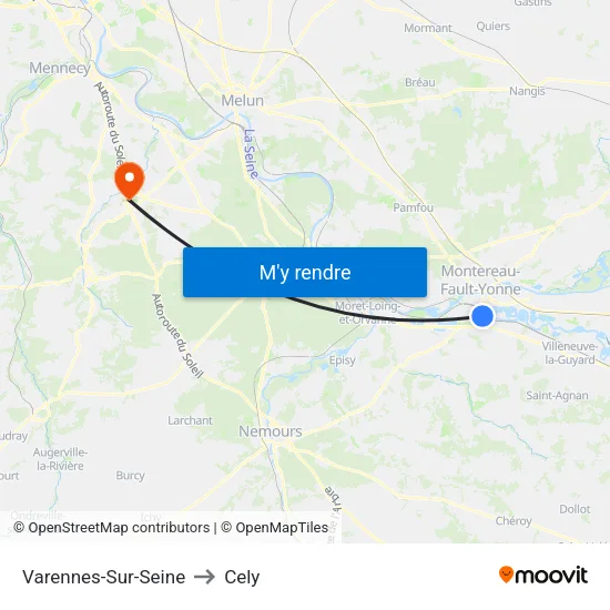 Varennes-Sur-Seine to Cely map