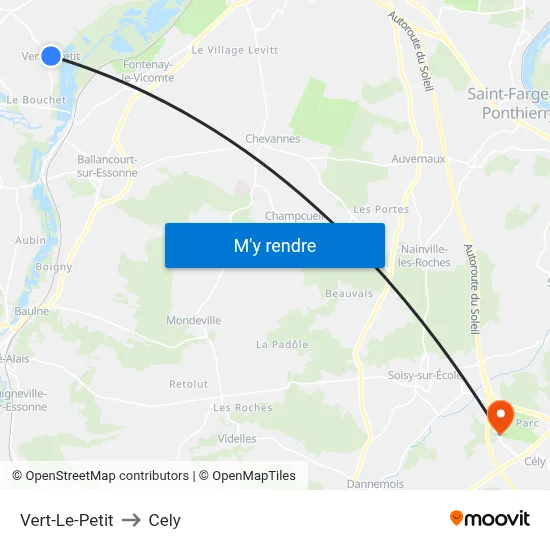 Vert-Le-Petit to Cely map