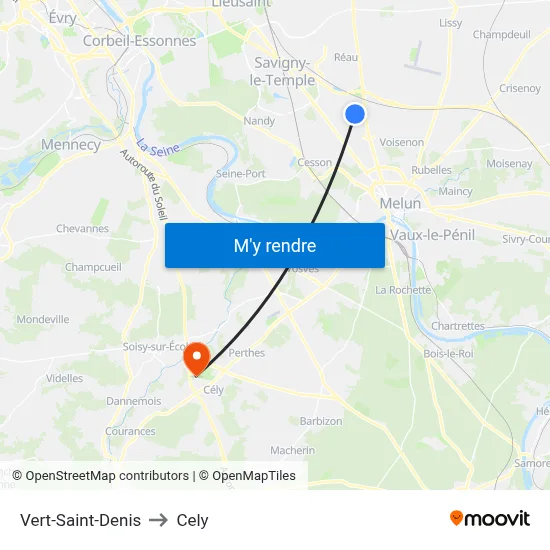 Vert-Saint-Denis to Cely map
