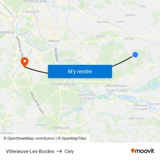 Villeneuve-Les-Bordes to Cely map