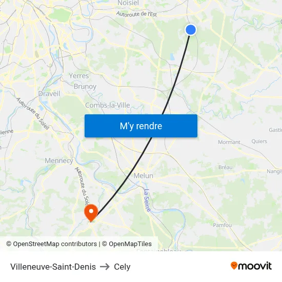 Villeneuve-Saint-Denis to Cely map