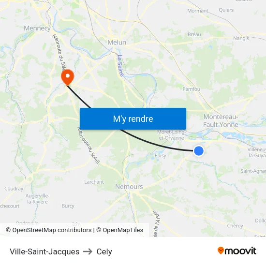 Ville-Saint-Jacques to Cely map