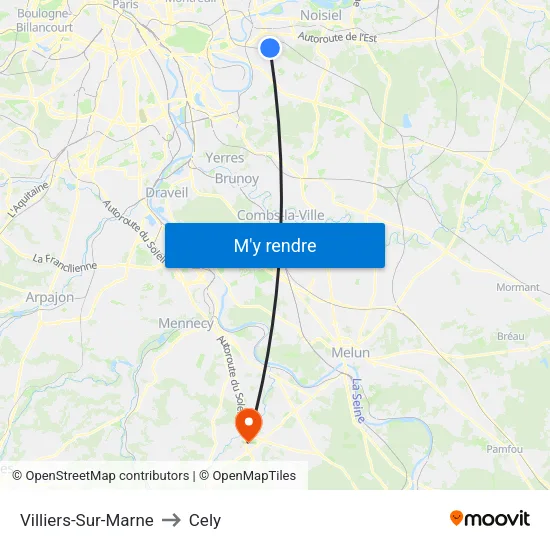 Villiers-Sur-Marne to Cely map
