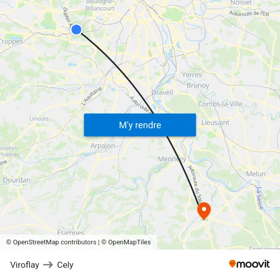 Viroflay to Cely map