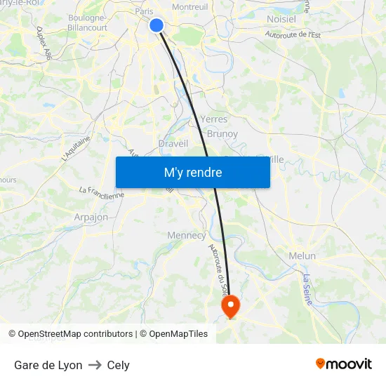 Gare de Lyon to Cely map