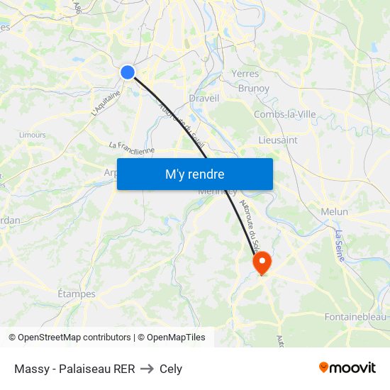 Massy - Palaiseau RER to Cely map