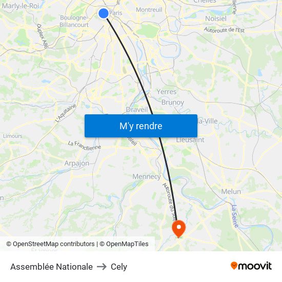 Assemblée Nationale to Cely map