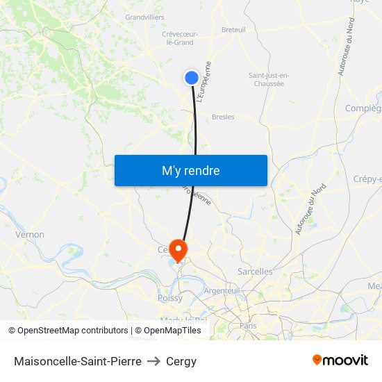 Maisoncelle-Saint-Pierre to Cergy map