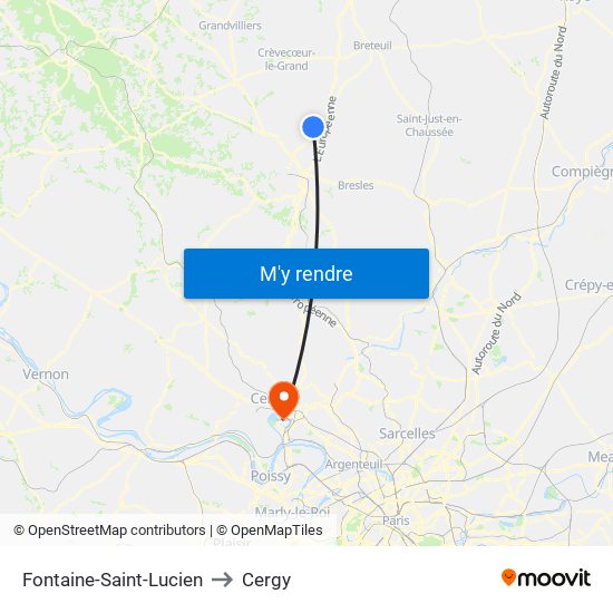 Fontaine-Saint-Lucien to Cergy map