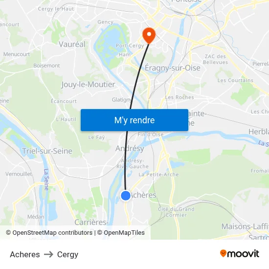 Acheres to Cergy map