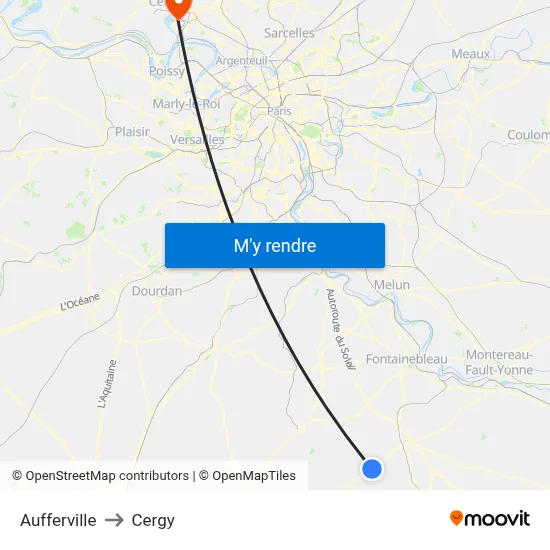 Aufferville to Cergy map