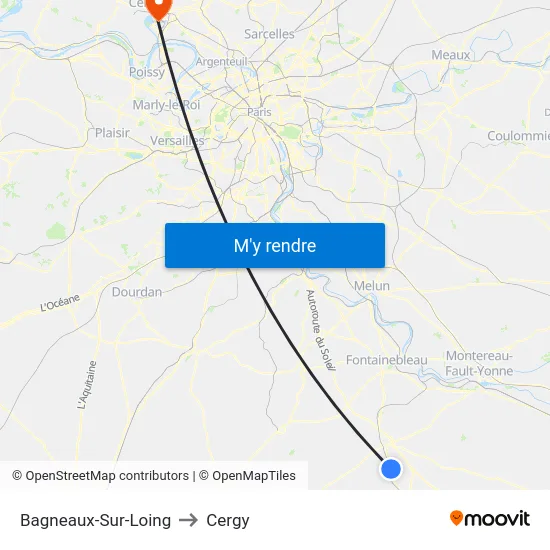 Bagneaux-Sur-Loing to Cergy map