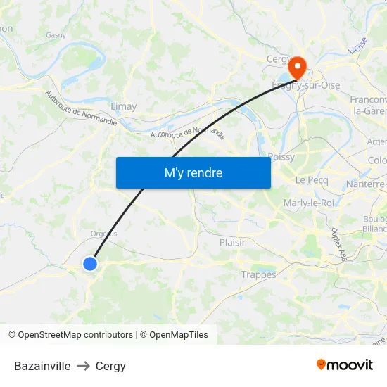 Bazainville to Cergy map