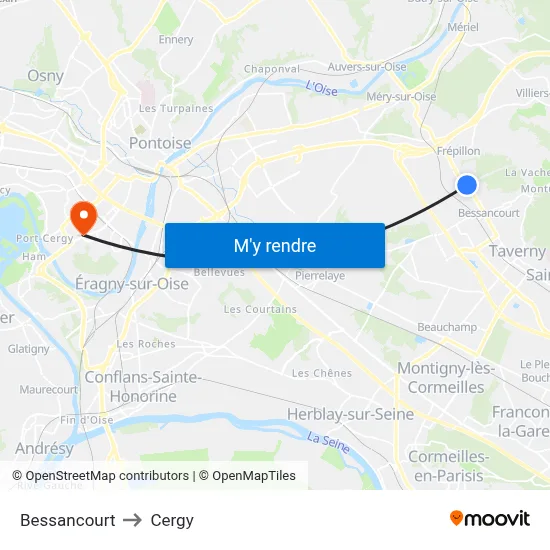 Bessancourt to Cergy map