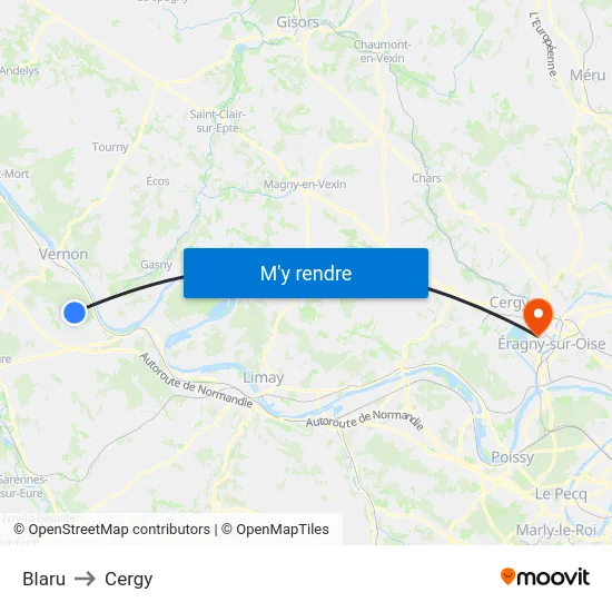 Blaru to Cergy map