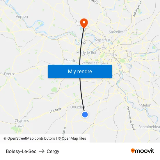 Boissy-Le-Sec to Cergy map