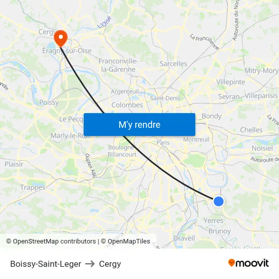 Boissy-Saint-Leger to Cergy map