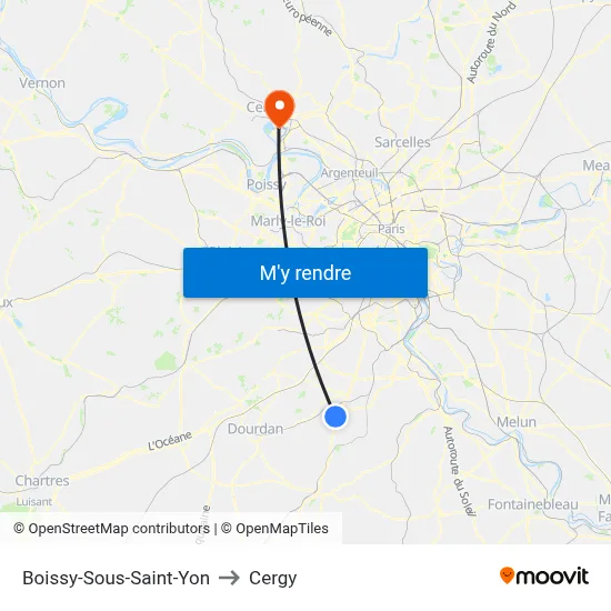 Boissy-Sous-Saint-Yon to Cergy map