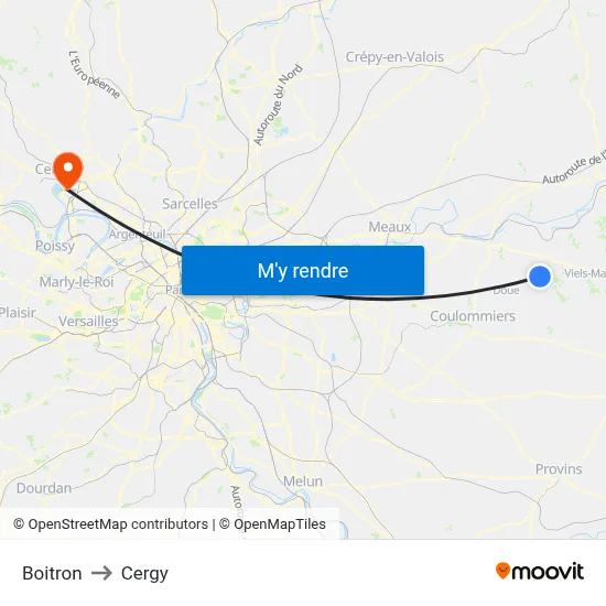 Boitron to Cergy map