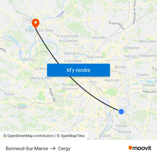 Bonneuil-Sur-Marne to Cergy map