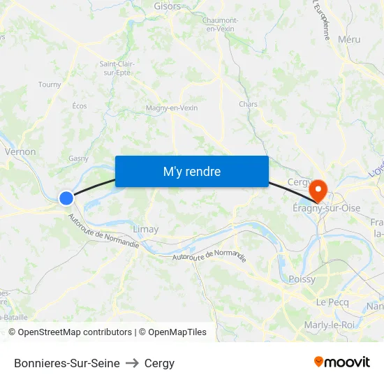 Bonnieres-Sur-Seine to Cergy map