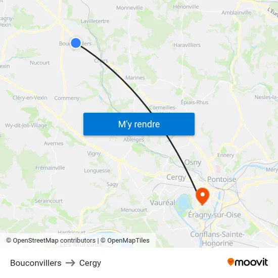 Bouconvillers to Cergy map