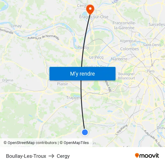 Boullay-Les-Troux to Cergy map