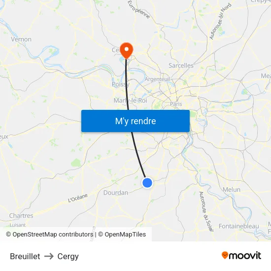 Breuillet to Cergy map