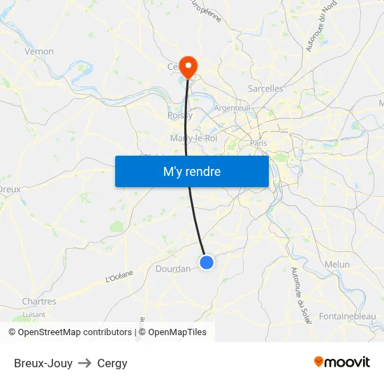 Breux-Jouy to Cergy map