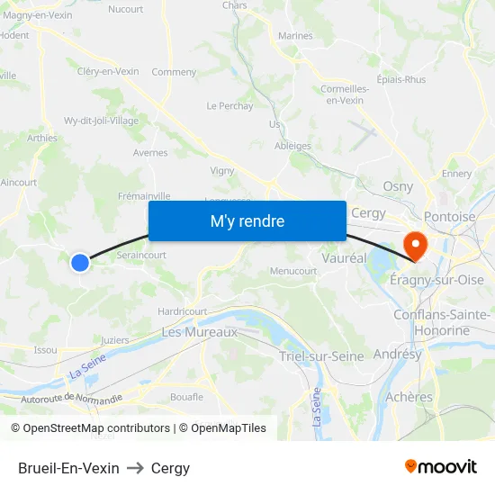 Brueil-En-Vexin to Cergy map