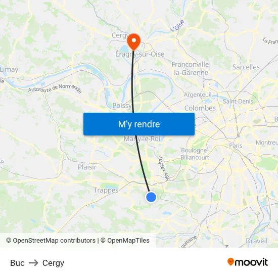 Buc to Cergy map