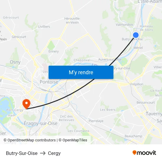 Butry-Sur-Oise to Cergy map