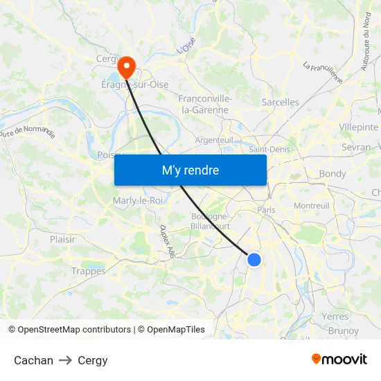 Cachan to Cergy map