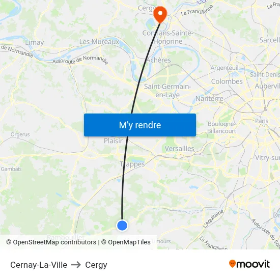 Cernay-La-Ville to Cergy map