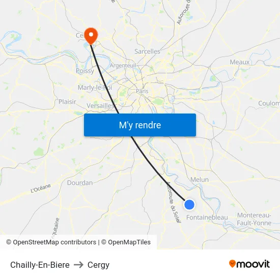 Chailly-En-Biere to Cergy map
