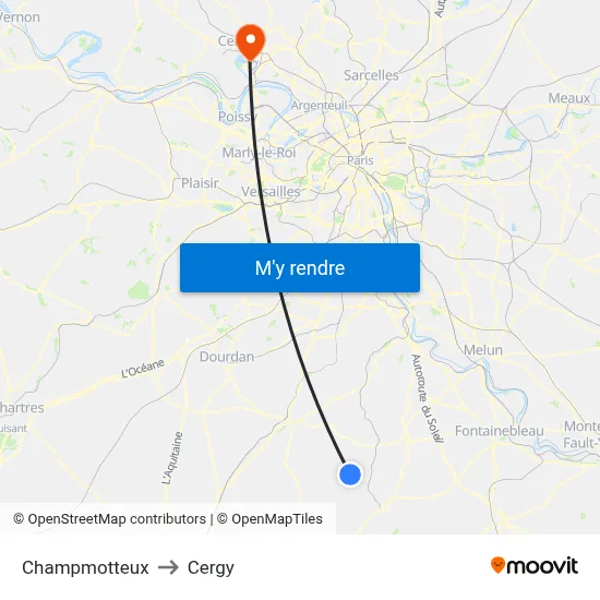 Champmotteux to Cergy map