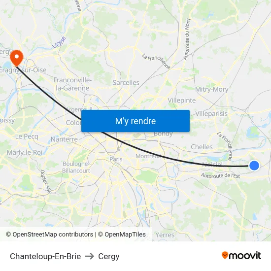 Chanteloup-En-Brie to Cergy map